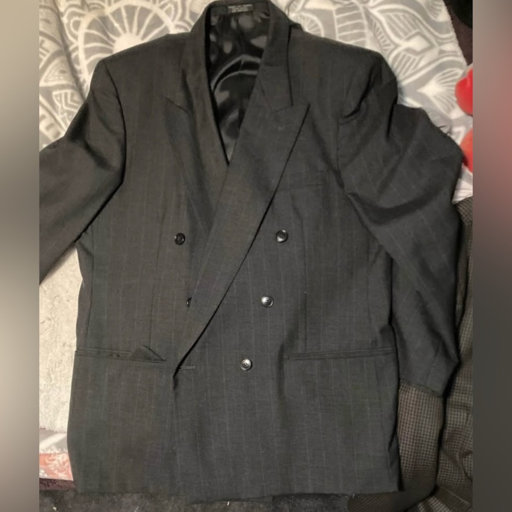 Jones New York Charcoal Double-Breasted Blazer